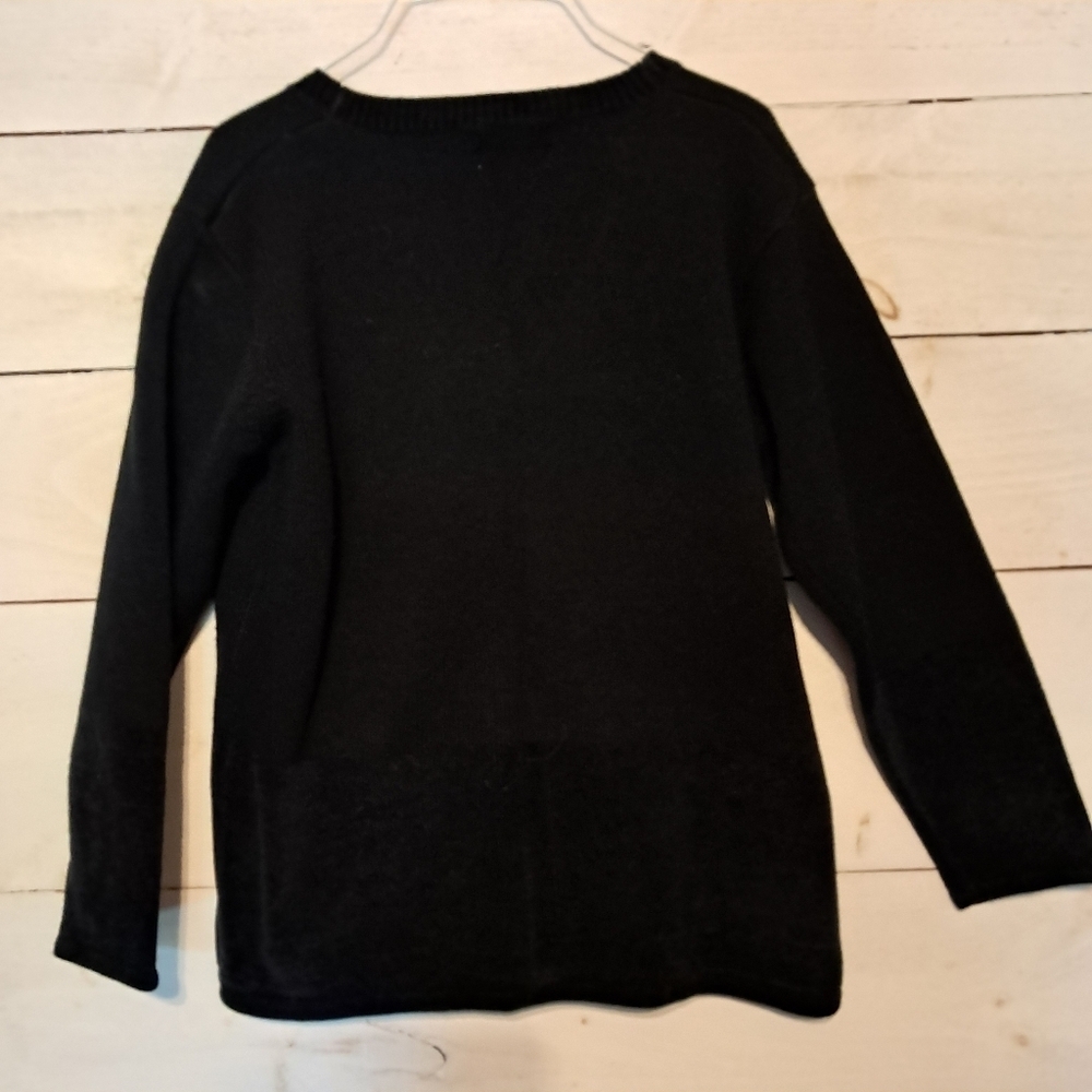 Vintage Jenny Women's Size Large Black Floral Embroidered Button Front Cardigan - Picture 3 of 8